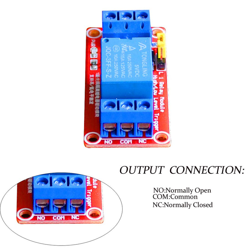 [Australia - AusPower] - LGDehome 5v 1 Channel Relay Board Relay Switch Module with Opto-Isolated High or Low Level Trigger with 30pcs Multicolored Dupont Wire(Pack of 2) 