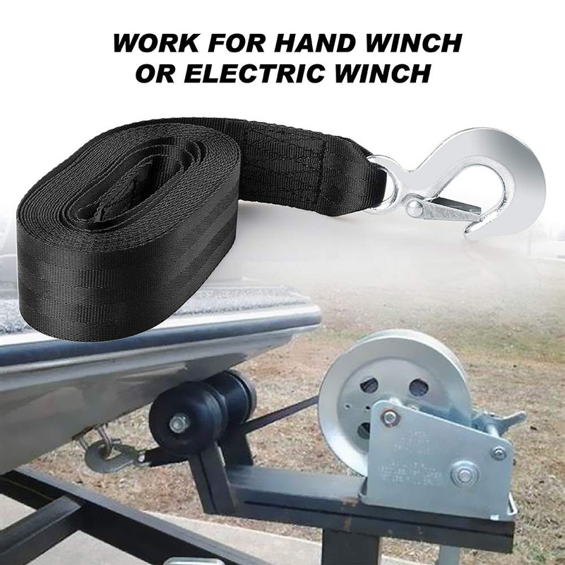 [Australia - AusPower] - 2 Inch by 20 Feet Trailer Winch Strap with Hook Heavy Duty Strap Replacement 10000 lbs Breaking Strength 3300 lbs Load Capacity for Boat,Jet Ski, Black(1 Pack) 