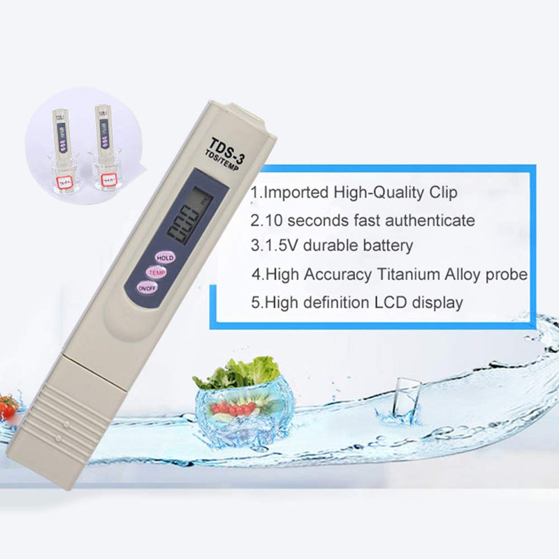 [Australia - AusPower] - TDS Meter, Water Quality Tester Filter Pen, Accuracy Testing Water Quality for Drinking Water Purity Test, Swimming Pools, Aquariums, Etc. 