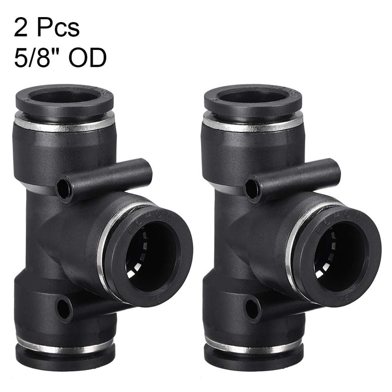 [Australia - AusPower] - uxcell Plastic Tee Push to Connect Tube Fittings 16mm or 5/8" OD Push Lock 2pcs 