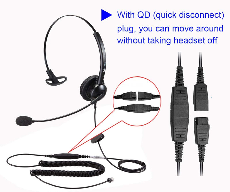 [Australia - AusPower] - Telephone Headset with RJ9 Jack for Offices Landlines, Call Center Headphone w/Noise Cancelling Microphone for Business Phone, Work for Yealink T21P T42G T46G T48G Grandstream Monaural 308SA 