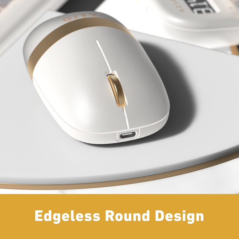 [Australia - AusPower] - AZIO IZO Wireless Bluetooth Mouse with Round Ergonomic Form, Optical Sensor, Adjustable DPI, Rechargeable, PC & Mac - White Blossom 