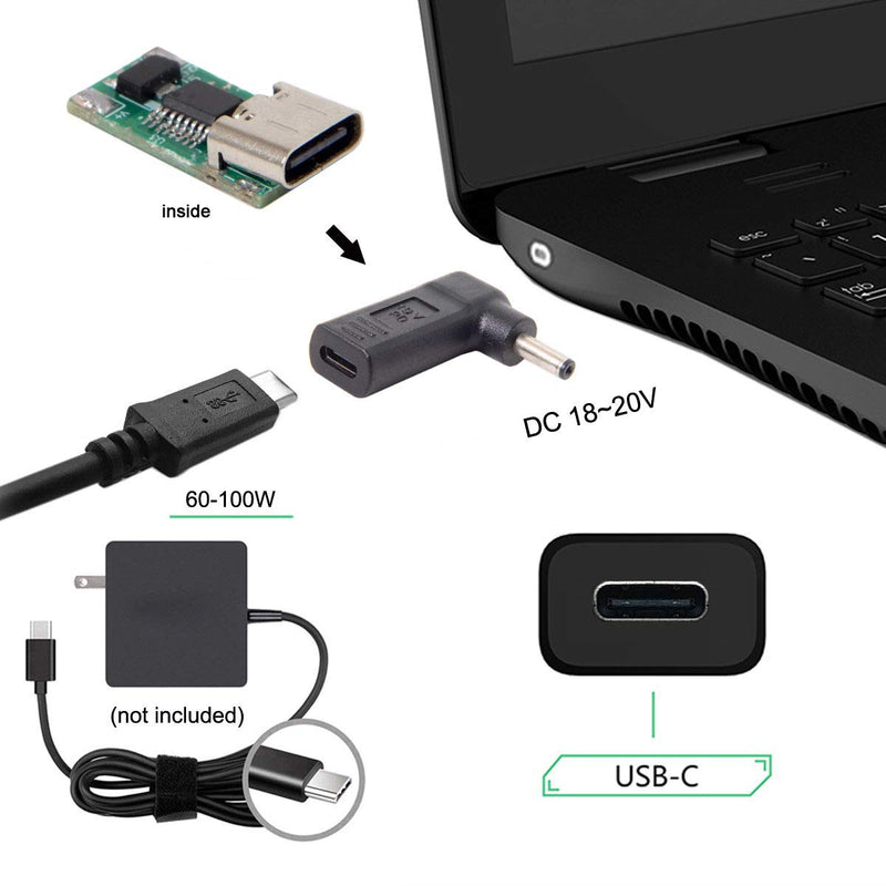 [Australia - AusPower] - Cablecc USB 3.1 Type C USB-C to DC 19V Adapter PD Emulator Trigger 90 Degree Angled (4.0x1.3mm) DC4.0x1.3mm 