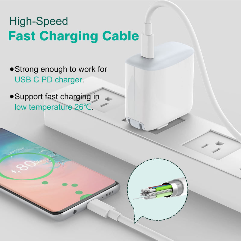 [Australia - AusPower] - 10ft USB C to USB C Charging Cable, Cord Compatible with iPad Pro 12.9/11 2021 2020 2018, Mini 6, Air 4, MacBook 12 in, Pro 13 in, Air 13 in, Pixel 6 6Pro 5 4 3 2 XL, LG, Galaxy, All PD USB C 10ft White 1 