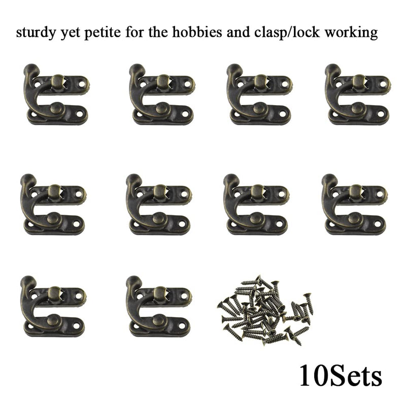 [Australia - AusPower] - Hahiyo 1.26 Inch Length Right Latch Hook Hasp with 40 Screws Smooth Swivel Close Securely Neutral Appearance Carbon Steel ative Buckle Lock Bronze 10 PCS, Hasp-1.26 Inch-Bronze-10P Right Latch Hook Hasp-1.26"-Bronze-10P 