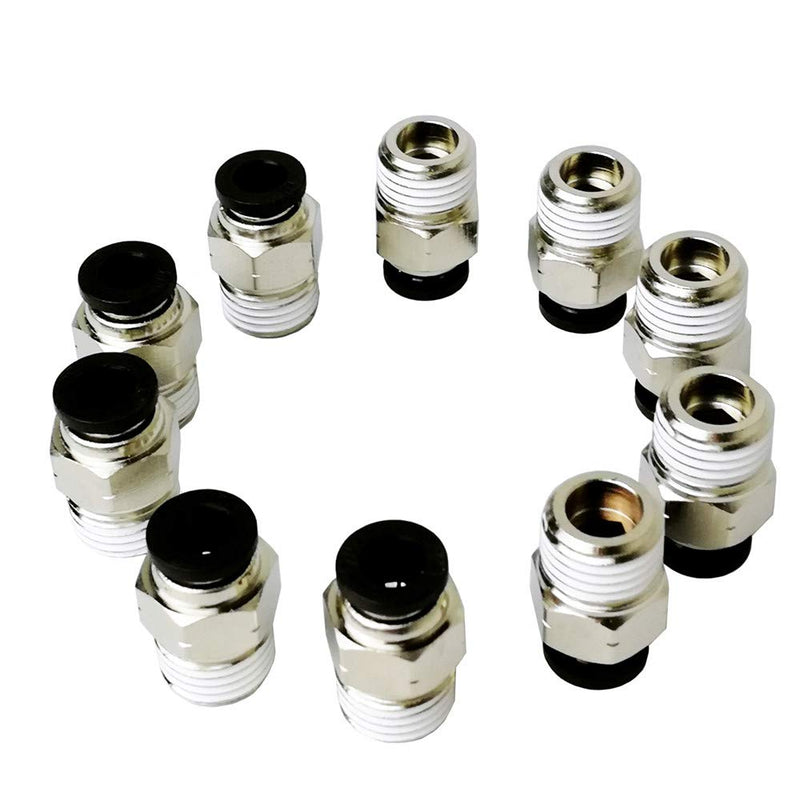 [Australia - AusPower] - 10 Pack Push to Connect Tube Fitting, Air Tool Fittings Straight Push Quick Release Connectors Tube Quick Connect Fittings, Male Straight 1/4" Tube OD x 1/4" NPT Thread 