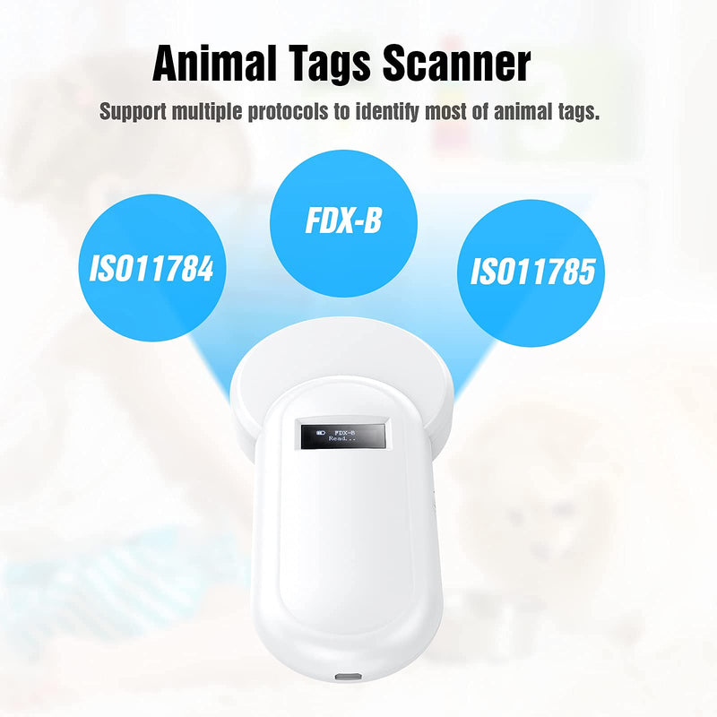 [Australia - AusPower] - Evnvn Pet Micro Chip Scanner, RFID EMID Animal Microchip Reader Rechargeable 134.2kHz Standard FDX-B ISO11784/ISO11785 Pet Tag Scanner w/OLED Screen for Dog Cat Tracking and Cow Pig Sheep Management 