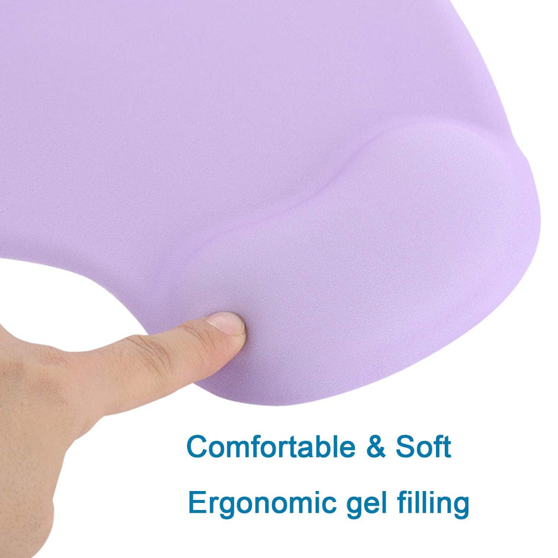 [Australia - AusPower] - Xinidc Ergonomic Computer Mouse Pad with Wrist Rest Support, Pain Relief Mouse Pad with Non-Slip PU Base for Home Office Working Studying (Purple) Purple 