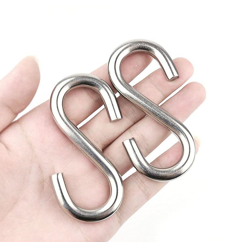 [Australia - AusPower] - Hamineler 5 Pack 304 Stainless Steel S Shaped Hooks 3.2Inch Long 5/16 Inch Thickness Heavy Duty S Metal Hanging Hooks 