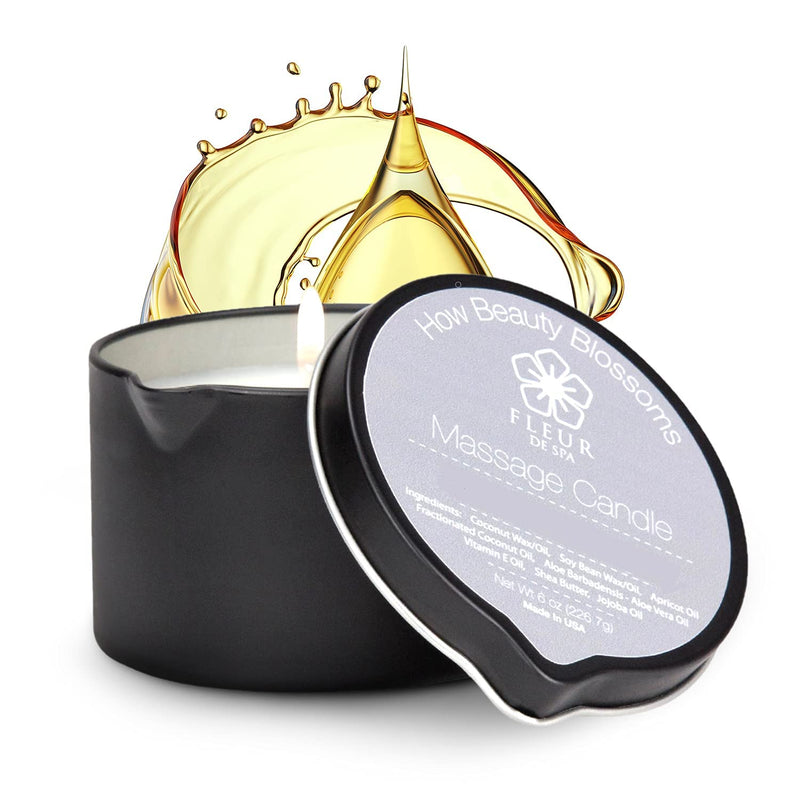 [Australia - AusPower] - Massage Oil Candle by Fleur De Spa - All Natural - 6oz with Pour Spout Made in USA (Midnight Dragon) midnight dragon 