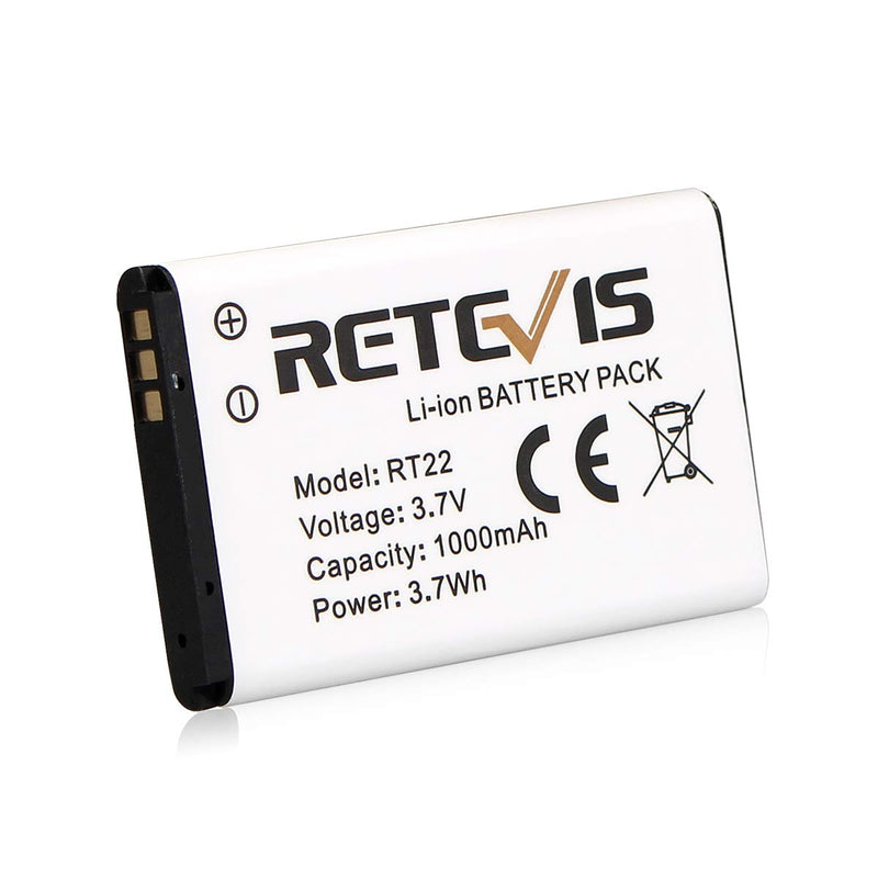 [Australia - AusPower] - Retevis RT22 RT22S RT15 RT19 Battery Walkie Talkie Original Li-ion Battery 3.7V 1000mAh Compatible with Retevis RT22 RT22S RT15 RT19 WLN KD-C1 Two Way Radio(2 Pack) 