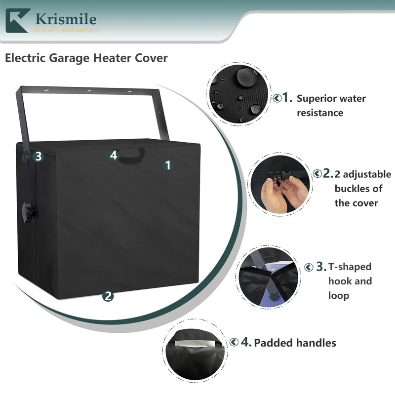 [Australia - AusPower] - Krismile Electric Garage Heater Cover,Suitable for most brands for Garage,Workshop,Shop,Heavy Duty Industrial Heaters Cover.Ideal for dustproof(Only cover,Black) 