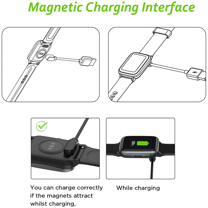 [Australia - AusPower] - Charger for Wyze Watch, 2Pcs Replacement USB Charging Cable for Wyze Smart Watch 44mm 47mm (3.3 feet +2.2 feet) 