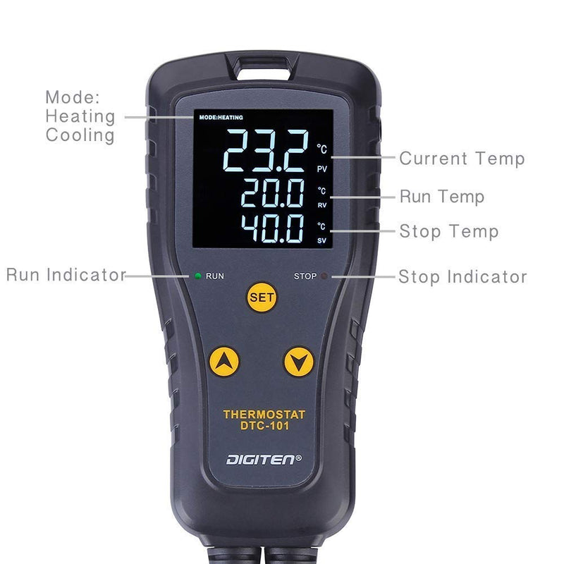 [Australia - AusPower] - Digital Temperature Controller Simple Stage Thermostat Outlet Heating & Cooling Mode for Chest Freezer Refrigerator Homebrew Fermenter Greenhouse 110V 10A 1100W 1 10A Temp Stage 