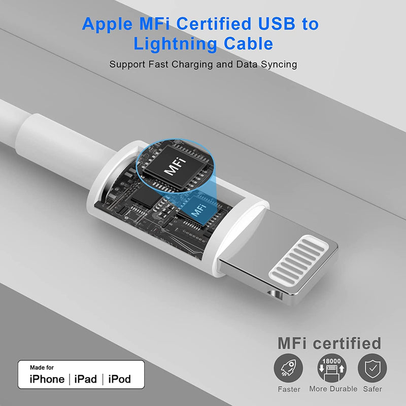 [Australia - AusPower] - iPhone Charger,[Apple MFi Certified] 2Pack 6FT Lightning Cable Data Sync Apple Charging Cords With 2Pack USB Wall Charger Travel Plug Adapter Compatible with iPhone 14/13/12/11/Mini/XS/Max/XR/X/8/7/SE 