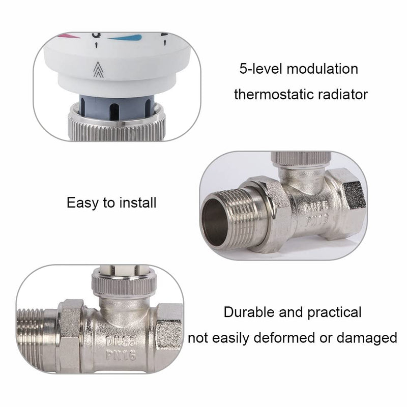 [Australia - AusPower] - 2 Pcs Thermostatic Radiator Heads Automatical Temperature Control Heads Anti Freeze Radiator Valve Heating Systems for Home Office 