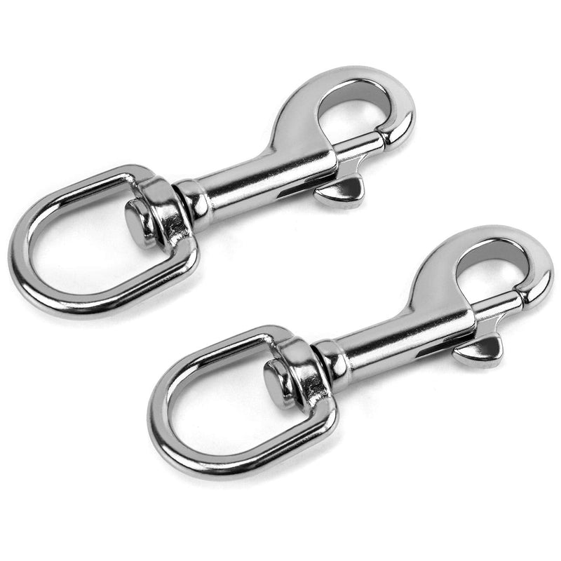 [Australia - AusPower] - QWORK 3-1/2"Swivel Eye Bolt Snap Hook, 2Pcs, 316 Stainless Steel Single Ended Trigger Snap Clips for Diving/Pet Leash/Key Chain/Flag/Clothes Line 