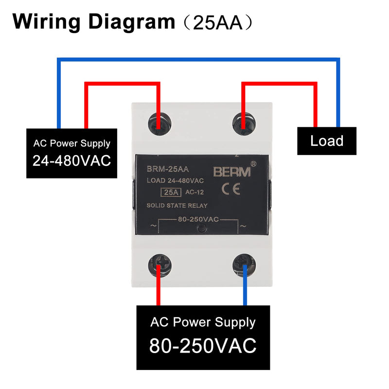 [Australia - AusPower] - Shuian 2pcs SSR-25AA Solid State Relay AC to AC, Input 80-250V AC Output 24-480V AC. 