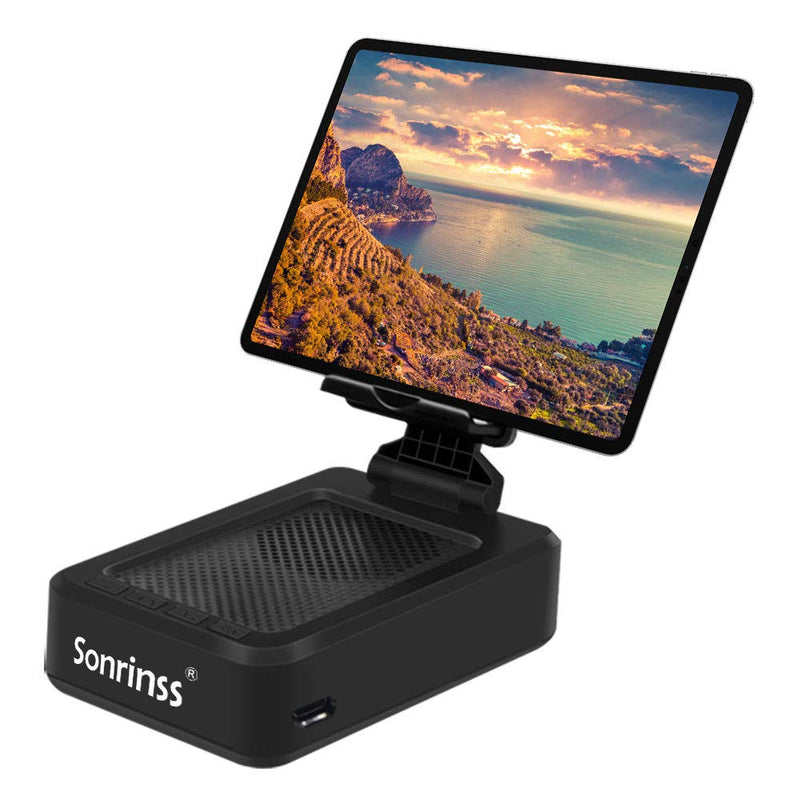[Australia - AusPower] - Cell Phone Stand with Bluetooth Speaker, Wireless HD Surround Sound Cell Phone Speakers, Adjustable Phone Holder for Desk, Compatible with iOS & Android Smartphone, Suitable for Indoors, Outdoors 