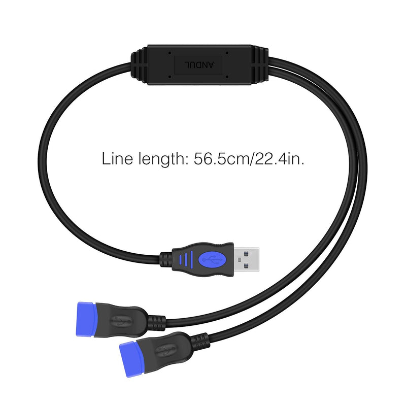 [Australia - AusPower] - USB Splitter, Andul USB 2.0 Y Splitter Charger Cable 1 Male to 2 Female Power Cord Extension Hub Adapter for Car / Laptop / LED Etc,Navy 