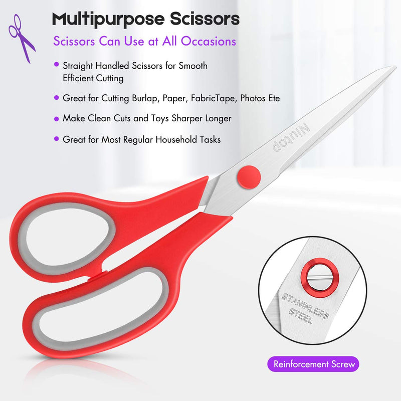 [Australia - AusPower] - Scissors Bulk Set of 5-Pack, Niutop 8" Multipurpose Sharp Scissors for Office Home High/Middle School Student Teacher Scissor Supplies Kit, Soft Comfort-Grip Right/Left Handles, Back to School Gift 