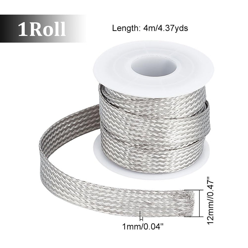 [Australia - AusPower] - UNICRAFTALE 304 Stainless Steel Expandable Braided Cable Sleeve Knitting Scalable Network Ribbon Flat Cable Sleeve Cord Protector Wire Loom Tubing for Protect Cable 4m/roll 