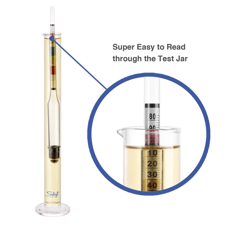 [Australia - AusPower] - SOLIGT Triple Scale Hydrometer and Glass Test Jar for Wine, Beer, Mead & Cider - ABV, Brix and Gravity Test Kit 