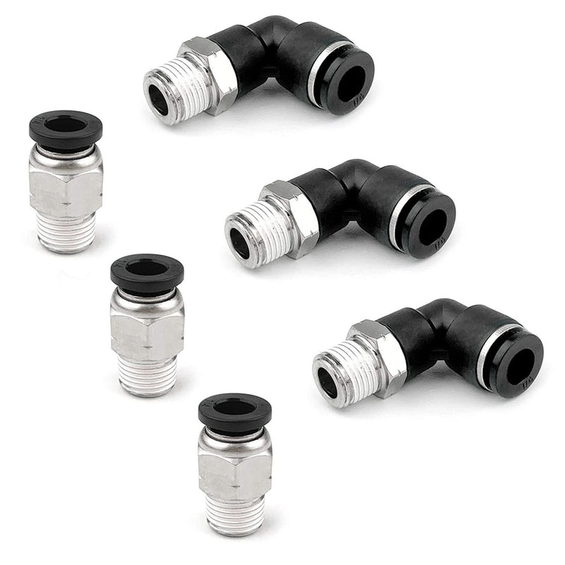 [Australia - AusPower] - 24 Pieces Push Quick Release Connectors, Push to Connect Tube Fitting Tube Quick Connect Fittings 1/8inch NPT Thread 1/4inch Tube OD, Elbow and Straight Combination 