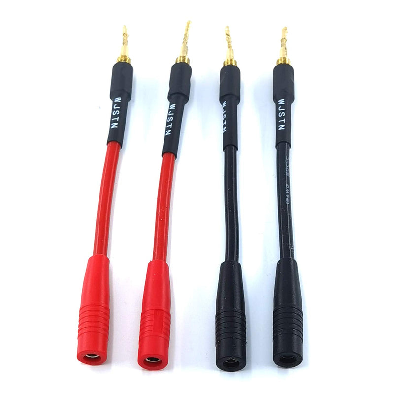 [Australia - AusPower] - WJSTN-018 Braided Wire Speaker Banana Plugs to 4mm Female Banana Jack Converter, Soft Whip Banana Plug Adapter Cable,4- Packs 