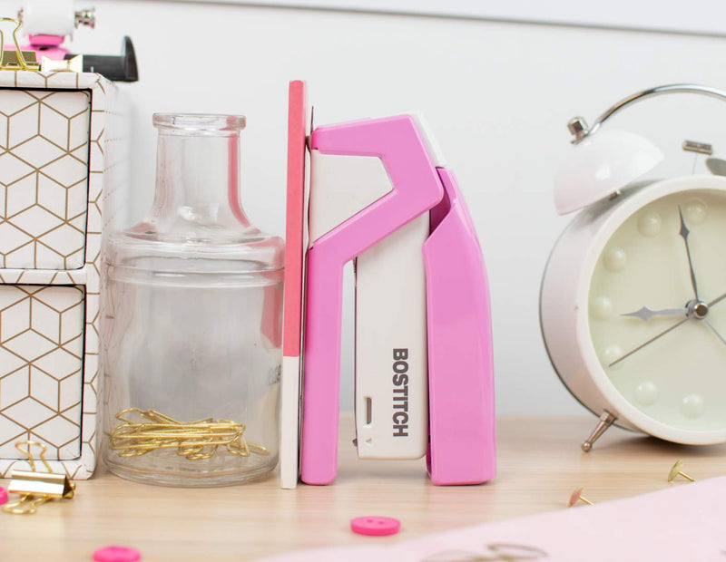 [Australia - AusPower] - Bostitch Office InCourage Spring-Powered Compact Stapler, BCA Pink (1588), plastic-half strip 