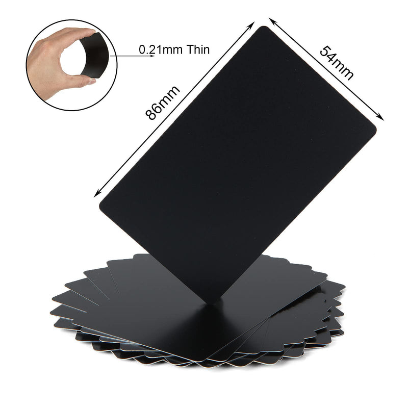 [Australia - AusPower] - FVIEXE 100PCS Metal Business Card Blanks for Laser Engraving, 0.21mm Thick Black Sublimation Aluminum Business Cards Name Cards Metallic DIY Gift Cards VIP Cards for Custom Engrave Color Print 