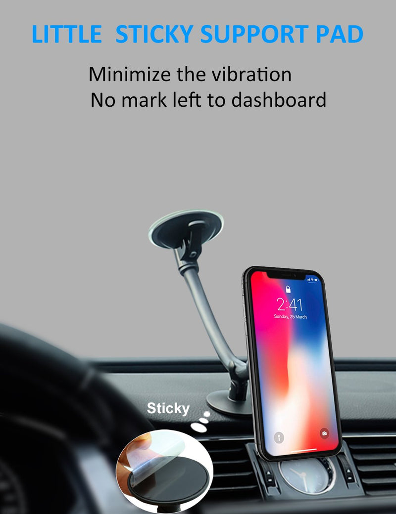 [Australia - AusPower] - EXSHOW Car Phone Holder, Magnetic Windscreen Car Mount, Flexible Long Arm Windshield Suction Phone Cradle with Dashboard Base for iPhone xr xs x 8 Plus Huawei Mate 10 9 Honor Samsung S10 S9+ Note etc 