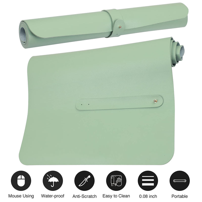 [Australia - AusPower] - Leather Desk Mat,Desk Pad,Desktop mat,Waterproof Desk Mat for Desktop, Desk Mat for Keyboard and Mouse,Leather Mouse Pad Protector for Office and Home,30"x 14" Leather-green 