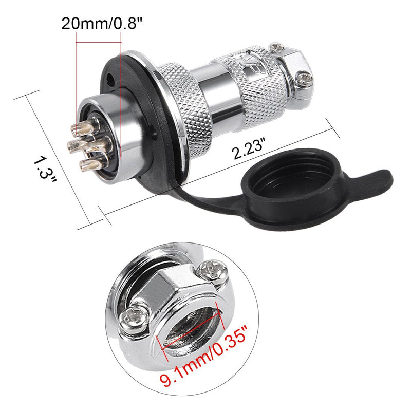 [Australia - AusPower] - uxcell Aviation Connector, 20mm 4P 20A 250V M20-4 Waterproof Female/Male Wire Panel Power Chassis Metal Fittings Connector Aviation Silver Tone 