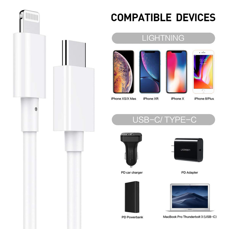 [Australia - AusPower] - Suswillhit USB C to Lightning Cable 3Ft Apple MFi Certified Power Delivery Fast Charger Cord for iPhone 12/12 Mini/12 Pro/12 Pro Max/11 Pro/11 Pro Max/X/XS/XR/XS Max/8/8 Plus/iPad/AirPods White 