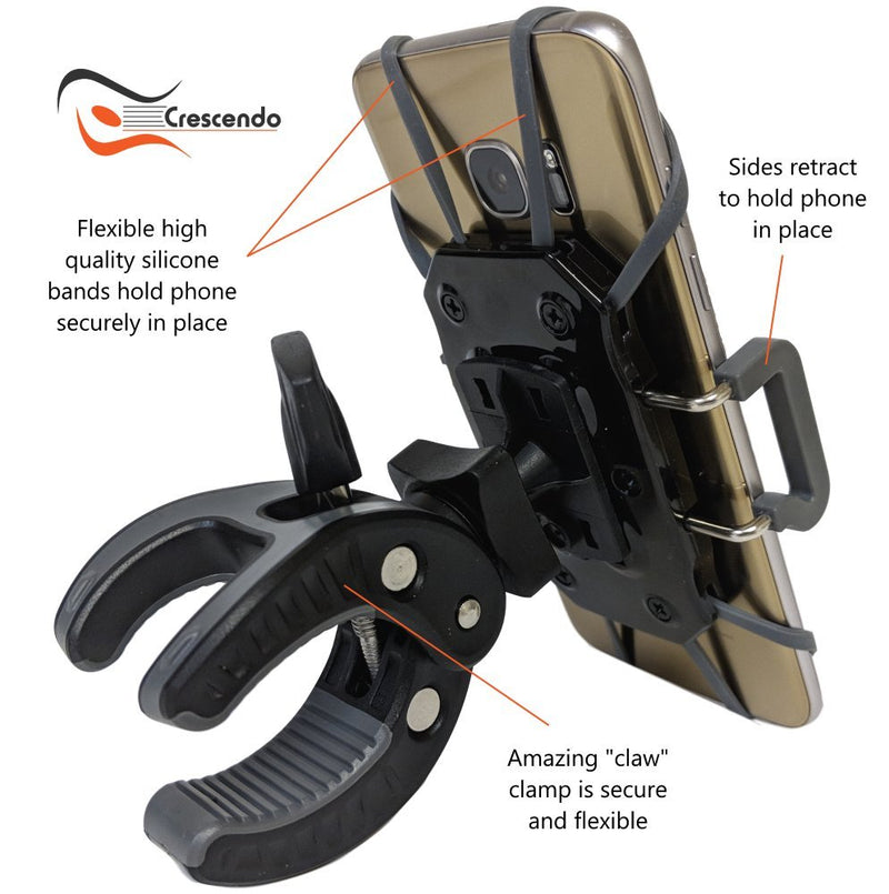 [Australia - AusPower] - Crescendo CR-30 SlimClip Mic Stand Phone Holder, iPhone Clamp Mount, Pole Phone Mount, Microphone, Music, or Drum Stand - for iPhone, Samsung Galaxy or Note, Pixel, Any Smartphone 