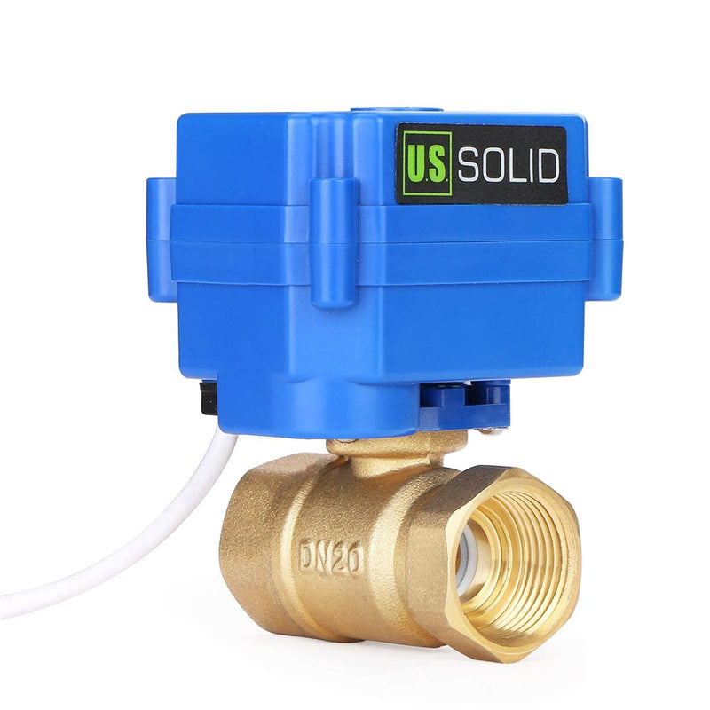 [Australia - AusPower] - Motorized Ball Valve- 3/4" Brass Ball Valve with Standard Port, 9-24V DC and 2 Wire Reverse Polarity by U.S. Solid 