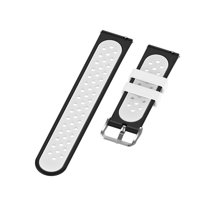 [Australia - AusPower] - EEweca 2-Pack Sport Bands Compatible with Amazfit Bip Smartwatch Breathable Replacement Strap, Black + Black-White 
