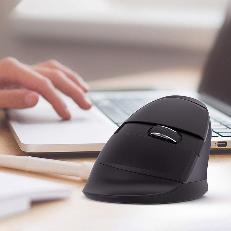 [Australia - AusPower] - J-Tech Digital Wireless Ergonomic Vertical Mouse for Small Hands with USB Nano Transceiver, AA Battery, 3 DPI, Compatible with Mac and PC, Black [V628M-2.4G] Right-handed Black 