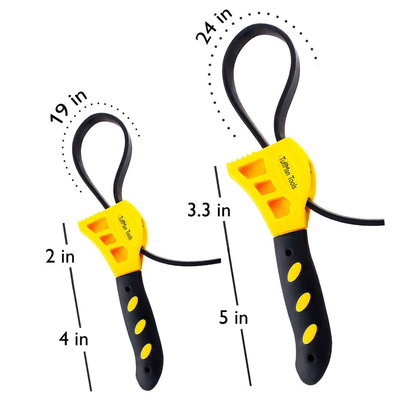 [Australia - AusPower] - Oil Filter Wrench Set - 2pcs, Use as Jar Opener, Pipe Wrench, Rubber Strap Wrenches Used by Mechanics, Plumbers 