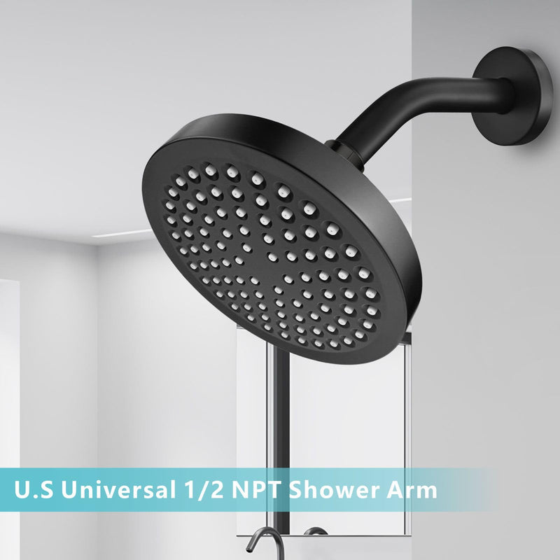 [Australia - AusPower] - Nuodan Shower Arm with Flange, 8 Inches Wall Mount Replacement Shower Head Arm For Fixed Shower Head and Handheld Showerhead, Matte Black 8 Inch 