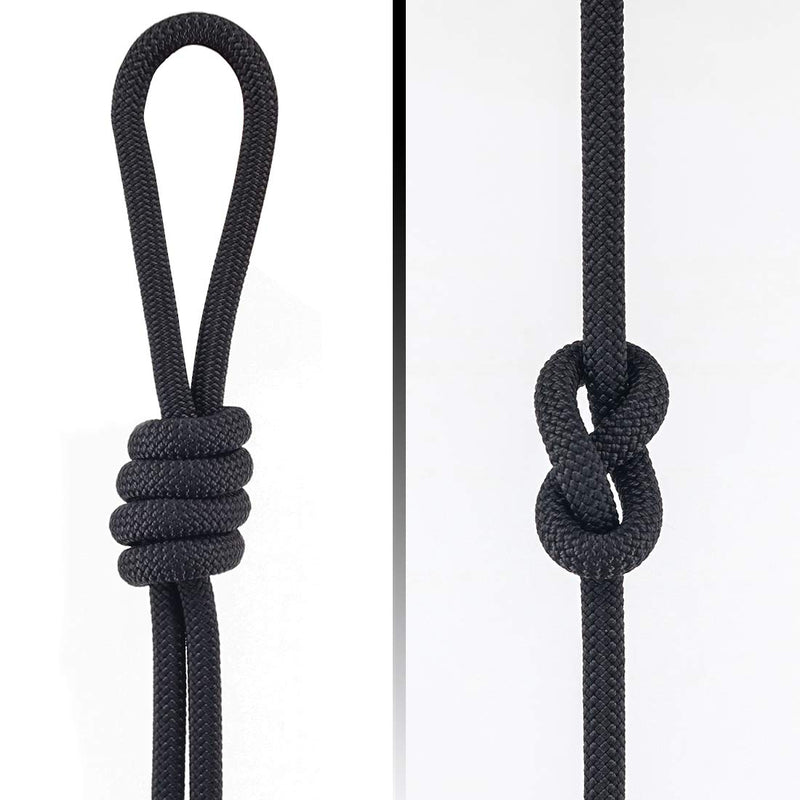 [Australia - AusPower] - NewDoar 10mm(3/8inch) Accessory Cord Rope CE 24KN Double Braid Pre Cut for Outdoor Survival, Mountaineering, Prusik,Hauling Dragginge Black,10mm 20FT(6M) 