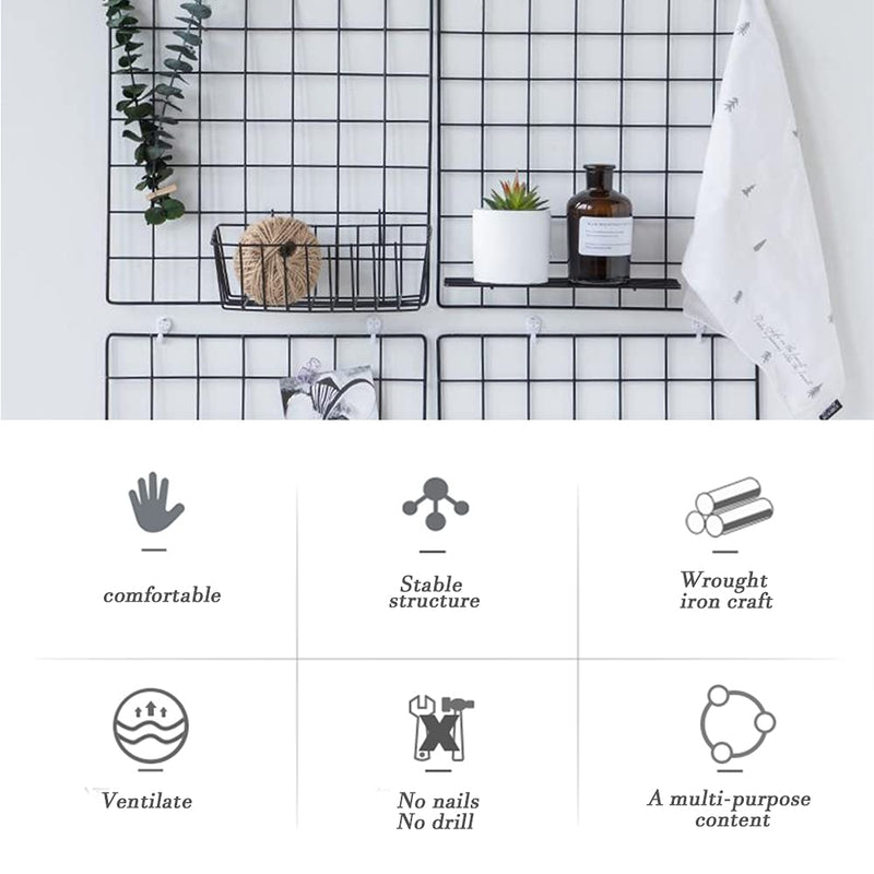 [Australia - AusPower] - 3 Pack Wall Grid Panel Hanging Wire Basket,Wall Storage and Display Basket,Grid Wall Storage Basket for Kitchen,Home Decor Supplies,Black 