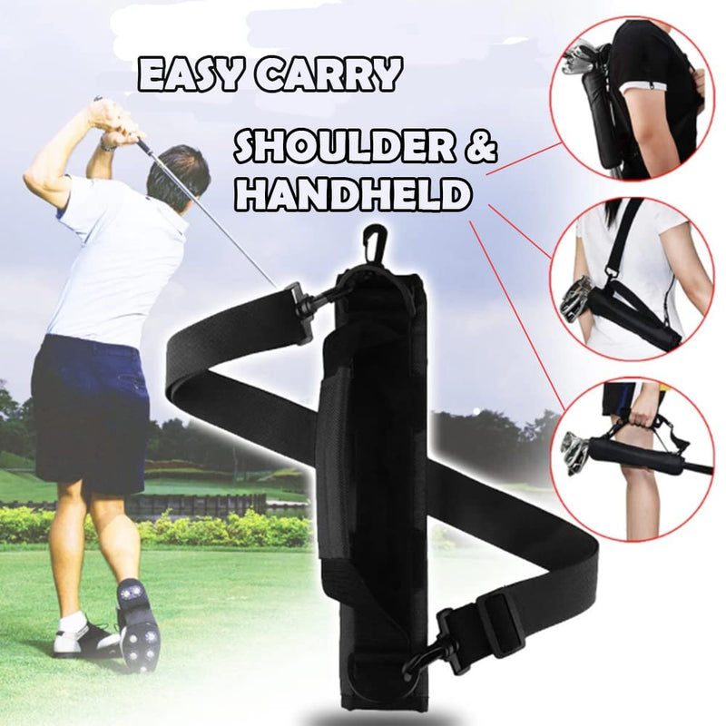 [Australia - AusPower] - Mini Golf Club Bag Lightweight Shoulder Carrier Driving Range Practice Pack Portable Course Training Travel Case Foldable Sunday Bag Holding 3-5 Golf Clubs for Men Women Golfer Black 