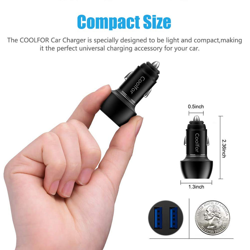 [Australia - AusPower] - Fast USB Car Charger Adapter, COOLFOR Quick Charge 3.0 36W Aluminum Car Charger Compatible with iPhone Xs/XS Max/XR/X/8/7,iPad Pro/Air 2,Samsung Galaxy S9/S8/S7/S6 Edge,Google Pixel,LG and More,Black Black 