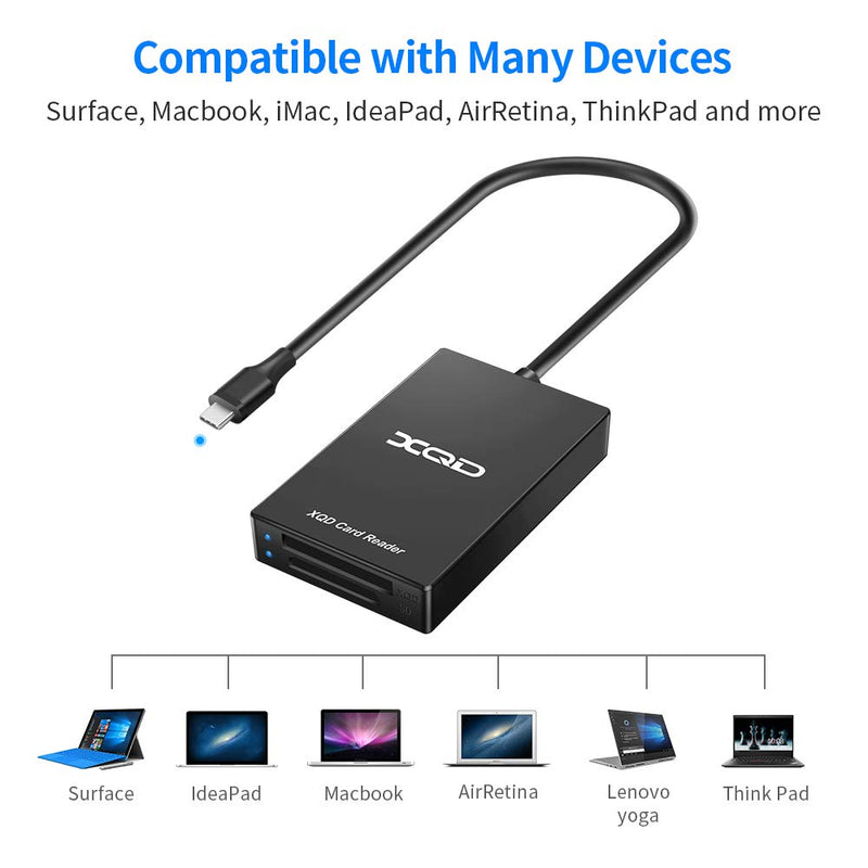 [Australia - AusPower] - XQD Card Reader, USB C XQD SD Card Reader Sony XQD Reader 2 in 1 Memory Card Reader 5Gpbs Super Speed Compatible with Sony G/M Series, Lexar 2933x/1400x USB Mark XQD Card, SD/SDHC Card for Wins/Mac Black-C 