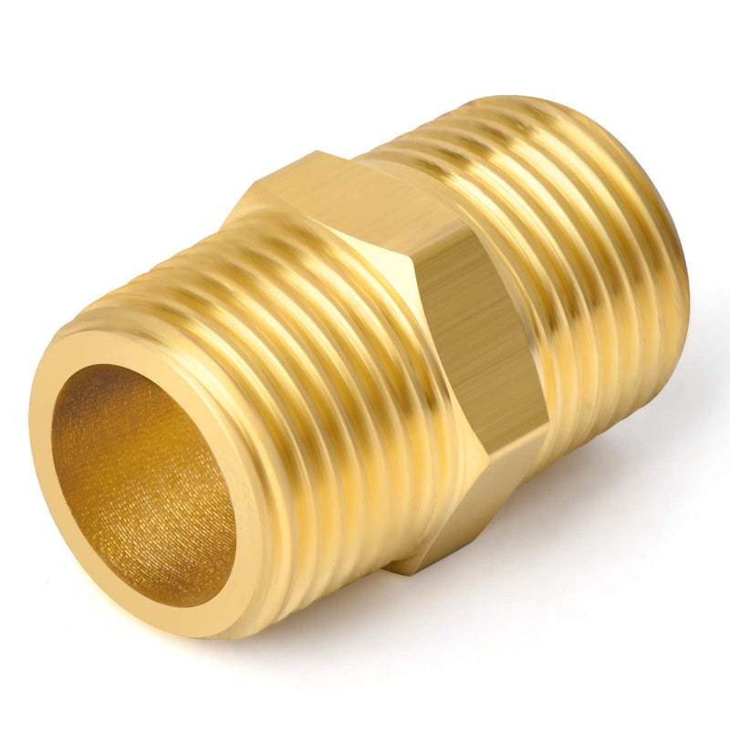 [Australia - AusPower] - TAISHER 5PCS Brass Pipe Fitting, Reducer Adapter, Hex Nipple, 3/4-Inch Male Pipe x 3/4-Inch Male Pipe 3/4" NPT 5 