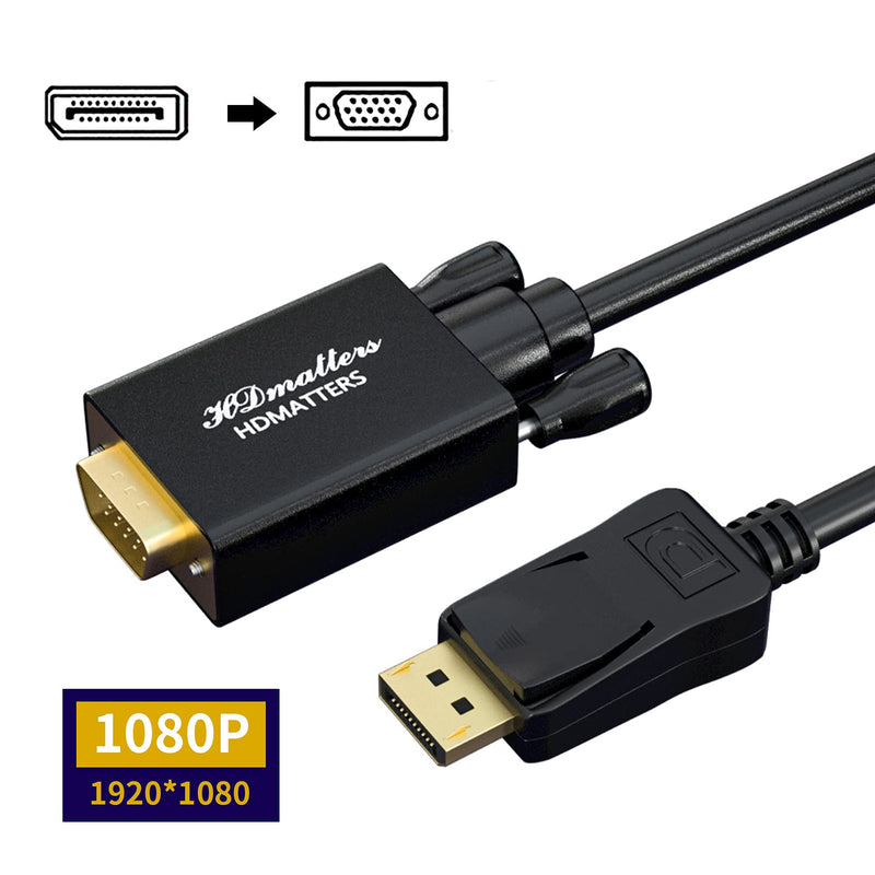 [Australia - AusPower] - Displayport to VGA Cable 6FT, BolAAzuL Displayport to VGA Adapter Video Cord 1.8M Male to Male Gold-Plated DP to VGA Cable 1080P for HP Dell Nvidia GIGABYTE Asus Lenovo DisplayPort to VGA Cable 6FT/1.8M 
