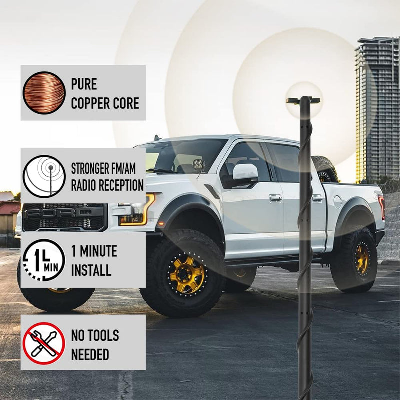 [Australia - AusPower] - KSaAuto 16-Inch Antenna for Ford F150 2009-2022 & Ford Bronco 2021-2022, Accessories for Car Radio Reception, Flexible Rubber Car Truck Antenna, Internal Copper Core, Spiral Design 