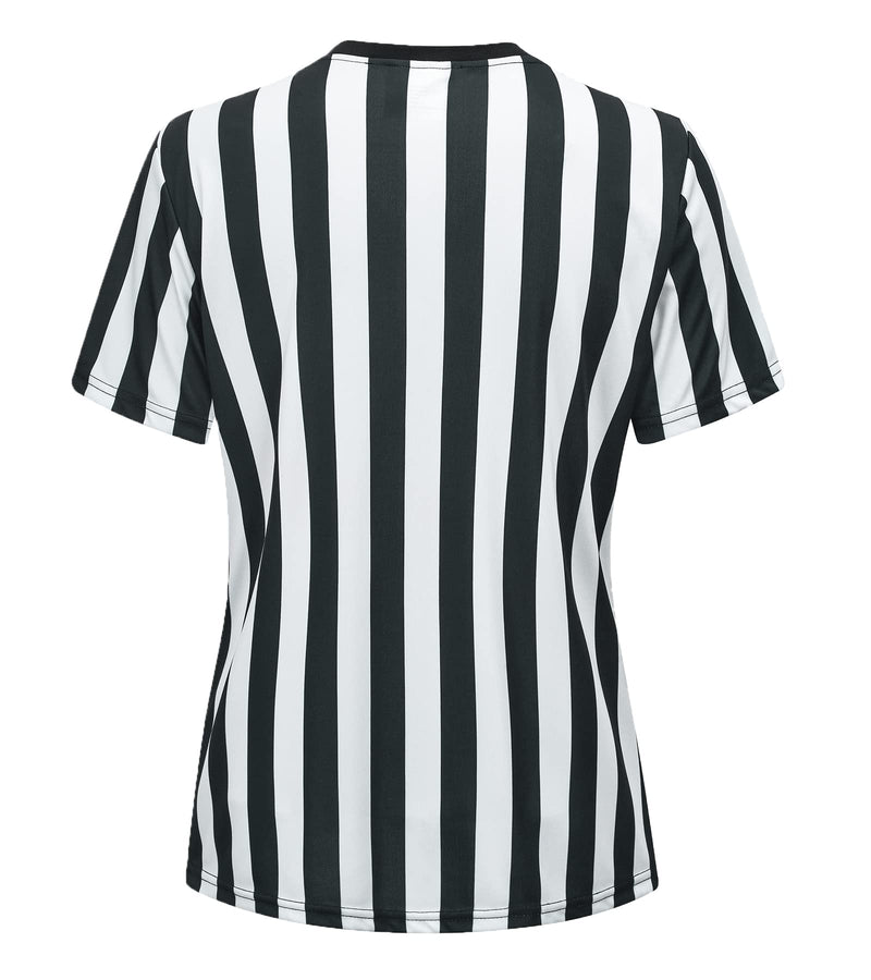 [Australia - AusPower] - Amoy Women's Referee Shirt Black & White Stripe Costume Short Sleeve Umpire Jersey Football Soccer Christmas Accessories Small 
